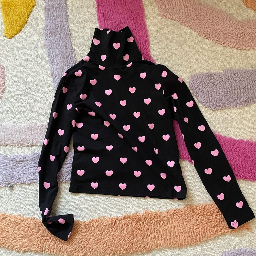lazy oaf heart print turtleneck